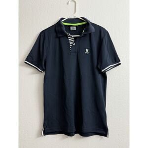 Psycho Bunny Sport Pique Polo Shirt 4 Mens M/S Blue Green White